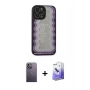 MARSİLYAN™- iPhone 13 Pro Max Kılıf Odak Klasik Serisi - Siyah Bilvis 5in1 5D Magic Hayalet Cam Ekran Koruyucu + Neon Fosforlu Kamera Lens - BZ