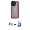 MARSİLYAN™- iPhone 13 Pro Max Kılıf Odak Klasik Serisi - Siyah Bilvis 5in1 5D Magic Hayalet Cam Ekran Koruyucu + Mavi Rainbow Kamera Lens Koruma Cam
