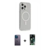 MARSİLYAN™- iPhone 13 Pro Max Kılıf Pusula Çizgi Koleksiyonu - Şeffaf 360 Full Body Arka Koruyucu + Neon Fosforlu Kamera Lens - MI