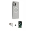 MARSİLYAN™- iPhone 13 Pro Max Kılıf Pusula Çizgi Koleksiyonu - Şeffaf 360 Full Body Arka Koruyucu + Pers Alüminyum Kamera Lens - GD