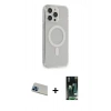 MARSİLYAN™- iPhone 13 Pro Max Kılıf Pusula Çizgi Koleksiyonu - Şeffaf 360 Full Body Arka Koruyucu + Rainbow Kamera Lens Koruma Cam - MI