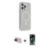 MARSİLYAN™- iPhone 13 Pro Max Kılıf Pusula Çizgi Koleksiyonu - Şeffaf 360 Full Body Arka Koruyucu + Rainbow Kamera Lens Koruma Cam - KI