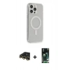 MARSİLYAN™- iPhone 13 Pro Max Kılıf Pusula Çizgi Koleksiyonu - Şeffaf 360 Full Body Arka Koruyucu + Raze Metal Kamera Lens - GD