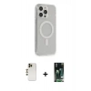 MARSİLYAN™- iPhone 13 Pro Max Kılıf Pusula Çizgi Koleksiyonu - Şeffaf 360 Full Body Arka Koruyucu + Shine Kamera Lens - GD