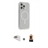 MARSİLYAN™- iPhone 13 Pro Max Kılıf Pusula Çizgi Koleksiyonu - Şeffaf Maxco Cam Ekran Koruyucu + Gold Pers Alüminyum Kamera Lens