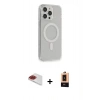 MARSİLYAN™- iPhone 13 Pro Max Kılıf Pusula Çizgi Koleksiyonu - Şeffaf Maxco Cam Ekran Koruyucu + Pers Alüminyum Kamera Lens - KI