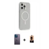 MARSİLYAN™- iPhone 13 Pro Max Kılıf Pusula Çizgi Koleksiyonu - Şeffaf Maxco Cam Ekran Koruyucu + Neon Fosforlu Kamera Lens - MI