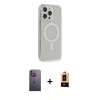 MARSİLYAN™- iPhone 13 Pro Max Kılıf Pusula Çizgi Koleksiyonu - Şeffaf Maxco Cam Ekran Koruyucu + Neon Fosforlu Kamera Lens - BZ