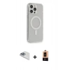 MARSİLYAN™- iPhone 13 Pro Max Kılıf Pusula Çizgi Koleksiyonu - Şeffaf Maxco Cam Ekran Koruyucu + Pers Alüminyum Kamera Lens - SABE