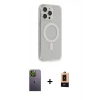 MARSİLYAN™- iPhone 13 Pro Max Kılıf Pusula Çizgi Koleksiyonu - Şeffaf Maxco Cam Ekran Koruyucu + Neon Fosforlu Kamera Lens - YL
