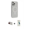 MARSİLYAN™- iPhone 13 Pro Max Kılıf Pusula Çizgi Koleksiyonu - Şeffaf Pasifik Cam Ekran Koruyucu + Kırmızı Rainbow Kamera Lens Koruma Cam