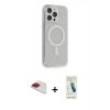 MARSİLYAN™- iPhone 13 Pro Max Kılıf Pusula Çizgi Koleksiyonu - Şeffaf Pasifik Cam Ekran Koruyucu + Kırmızı Pers Alüminyum Kamera Lens
