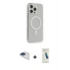 MARSİLYAN™- iPhone 13 Pro Max Kılıf Pusula Çizgi Koleksiyonu - Şeffaf Pasifik Cam Ekran Koruyucu + Lacivert Pers Alüminyum Kamera Lens