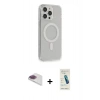 MARSİLYAN™- iPhone 13 Pro Max Kılıf Pusula Çizgi Koleksiyonu - Şeffaf Pasifik Cam Ekran Koruyucu + Pers Alüminyum Kamera Lens - GI