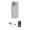 MARSİLYAN™- iPhone 13 Pro Max Kılıf Pusula Çizgi Koleksiyonu - Siyah 18D Cam Ekran Koruyucu + Pers Alüminyum Kamera Lens - GD