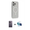 MARSİLYAN™- iPhone 13 Pro Max Kılıf Pusula Çizgi Koleksiyonu - Siyah 3D Antistatik Cam Ekran Koruyucu + Neon Fosforlu Kamera Lens - BZ