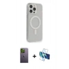MARSİLYAN™- iPhone 13 Pro Max Kılıf Pusula Çizgi Koleksiyonu - Siyah 3D Antistatik Cam Ekran Koruyucu + Neon Fosforlu Kamera Lens - YL