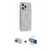 MARSİLYAN™- iPhone 13 Pro Max Kılıf Pusula Çizgi Koleksiyonu - Siyah 3D Antistatik Cam Ekran Koruyucu + Rainbow Kamera Lens Koruma Cam - MI
