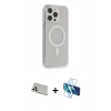 MARSİLYAN™- iPhone 13 Pro Max Kılıf Pusula Çizgi Koleksiyonu - Siyah 3D Antistatik Cam Ekran Koruyucu + Rainbow Kamera Lens Koruma Cam - BZ
