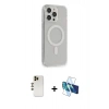 MARSİLYAN™- iPhone 13 Pro Max Kılıf Pusula Çizgi Koleksiyonu - Siyah 3D Antistatik Cam Ekran Koruyucu + Shine Kamera Lens - GD