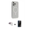 MARSİLYAN™- iPhone 13 Pro Max Kılıf Pusula Çizgi Koleksiyonu - Siyah 3D Antistatik Hayalet Cam Ekran Koruyucu + Pers Alüminyum Kamera Lens - GI