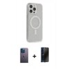 MARSİLYAN™- iPhone 13 Pro Max Kılıf Pusula Çizgi Koleksiyonu - Siyah 3D Antistatik Hayalet Cam Ekran Koruyucu + Neon Fosforlu Kamera Lens - MI