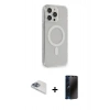 MARSİLYAN™- iPhone 13 Pro Max Kılıf Pusula Çizgi Koleksiyonu - Siyah 3D Antistatik Hayalet Cam Ekran Koruyucu + Pers Alüminyum Kamera Lens - SABE