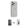 MARSİLYAN™- iPhone 13 Pro Max Kılıf Pusula Çizgi Koleksiyonu - Siyah 6D Mat Seramik Hayalet Nano Ekran Koruyucu + Neon Fosforlu Kamera Lens - YL