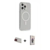 MARSİLYAN™- iPhone 13 Pro Max Kılıf Pusula Çizgi Koleksiyonu - Siyah Bilvis 3D Cam Ekran Koruyucu + Kırmızı Rainbow Kamera Lens Koruma Cam
