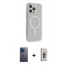 MARSİLYAN™- iPhone 13 Pro Max Kılıf Pusula Çizgi Koleksiyonu - Siyah Bilvis 3D Cam Ekran Koruyucu + Neon Fosforlu Kamera Lens - MI