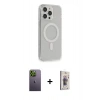 MARSİLYAN™- iPhone 13 Pro Max Kılıf Pusula Çizgi Koleksiyonu - Siyah Bilvis 3D Cam Ekran Koruyucu + Neon Fosforlu Kamera Lens - YL
