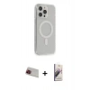 MARSİLYAN™- iPhone 13 Pro Max Kılıf Pusula Çizgi Koleksiyonu - Siyah Bilvis 3D Mat Cam Ekran Koruyucu + Kırmızı Rainbow Kamera Lens Koruma Cam