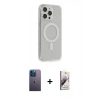 MARSİLYAN™- iPhone 13 Pro Max Kılıf Pusula Çizgi Koleksiyonu - Siyah Bilvis 3D Mat Cam Ekran Koruyucu + Neon Fosforlu Kamera Lens - MI