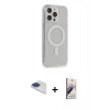 MARSİLYAN™- iPhone 13 Pro Max Kılıf Pusula Çizgi Koleksiyonu - Siyah Bilvis 3D Mat Cam Ekran Koruyucu + Pers Alüminyum Kamera Lens - LT