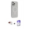 MARSİLYAN™- iPhone 13 Pro Max Kılıf Pusula Çizgi Koleksiyonu - Siyah Bilvis 5in1 3D Magic Cam Ekran Koruyucu + Pers Alüminyum Kamera Lens - KI