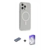 MARSİLYAN™- iPhone 13 Pro Max Kılıf Pusula Çizgi Koleksiyonu - Siyah Bilvis 5in1 3D Magic Cam Ekran Koruyucu + Renkli Kamera Lens Koruma Cam - YL
