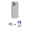 MARSİLYAN™- iPhone 13 Pro Max Kılıf Pusula Çizgi Koleksiyonu - Siyah Bilvis 5in1 3D Magic Cam Ekran Koruyucu + Rainbow Kamera Lens Koruma Cam - BZ
