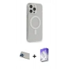 MARSİLYAN™- iPhone 13 Pro Max Kılıf Pusula Çizgi Koleksiyonu - Siyah Bilvis 5in1 3D Magic Cam Ekran Koruyucu + Mavi Rainbow Kamera Lens Koruma Cam