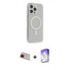 MARSİLYAN™- iPhone 13 Pro Max Kılıf Pusula Çizgi Koleksiyonu - Siyah Bilvis 5in1 3D Magic Cam Ekran Koruyucu + Kırmızı Rainbow Kamera Lens Koruma Cam