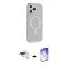 MARSİLYAN™- iPhone 13 Pro Max Kılıf Pusula Çizgi Koleksiyonu - Siyah Bilvis 5in1 3D Magic Cam Ekran Koruyucu + Pers Alüminyum Kamera Lens - LT