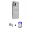 MARSİLYAN™- iPhone 13 Pro Max Kılıf Pusula Çizgi Koleksiyonu - Siyah Bilvis 5in1 3D Magic Cam Ekran Koruyucu + Rainbow Kamera Lens Koruma Cam - MR
