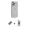 MARSİLYAN™- iPhone 13 Pro Max Kılıf Pusula Çizgi Koleksiyonu - Siyah Bilvis Hayalet Cam Ekran Koruyucu + Açık Yeşil Metal Kamera Lens Koruma Cam