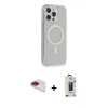 MARSİLYAN™- iPhone 13 Pro Max Kılıf Pusula Çizgi Koleksiyonu - Siyah Bilvis Hayalet Cam Ekran Koruyucu + Pers Alüminyum Kamera Lens - KI