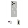 MARSİLYAN™- iPhone 13 Pro Max Kılıf Pusula Çizgi Koleksiyonu - Siyah Bilvis Hayalet Cam Ekran Koruyucu + Pers Alüminyum Kamera Lens - GI