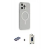 MARSİLYAN™- iPhone 13 Pro Max Kılıf Pusula Çizgi Koleksiyonu - Siyah Bilvis Hayalet Cam Ekran Koruyucu + Renkli Kamera Lens Koruma Cam - PE