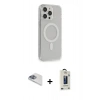 MARSİLYAN™- iPhone 13 Pro Max Kılıf Pusula Çizgi Koleksiyonu - Siyah Bilvis Hayalet Cam Ekran Koruyucu + Sierra Blue Pers Alüminyum Kamera Lens