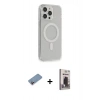 MARSİLYAN™- iPhone 13 Pro Max Kılıf Pusula Çizgi Koleksiyonu - Siyah Bilvis Hayalet Cam Ekran Koruyucu + Shine Kamera Lens Koruma Cam - PE