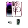 MARSİLYAN™- iPhone 13 Pro Max Kılıf Pusula Form - Şeffaf 360 Full Body Arka Koruyucu + Rainbow Kamera Lens Koruma Cam - MI