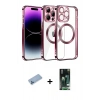 MARSİLYAN™- iPhone 13 Pro Max Kılıf Pusula Form - Şeffaf 360 Full Body Arka Koruyucu + Shine Kamera Lens Koruma Cam - MI