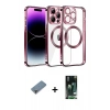 MARSİLYAN™- iPhone 13 Pro Max Kılıf Pusula Form - Şeffaf 360 Full Body Arka Koruyucu + Metal Kamera Lens Koruma Cam - MR
